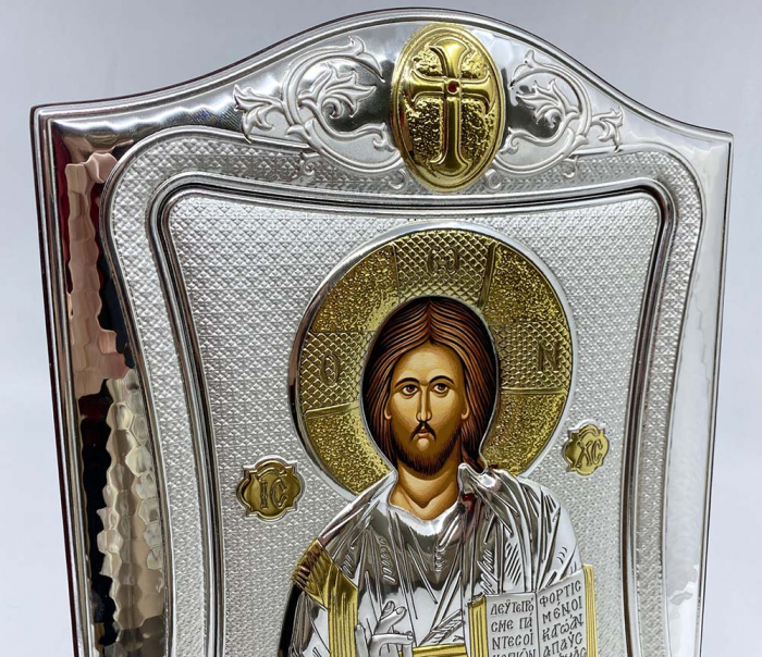 Icoana Iisus Hristos placata cu Argint 21 x 26 cm Made in Grecia [3]