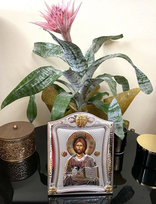 Icoana Iisus Hristos placata cu Argint 21 x 26 cm Made in Grecia [7]