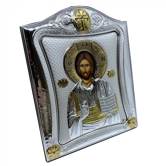 Icoana Iisus Hristos placata cu Argint 21 x 26 cm Made in Grecia [2]