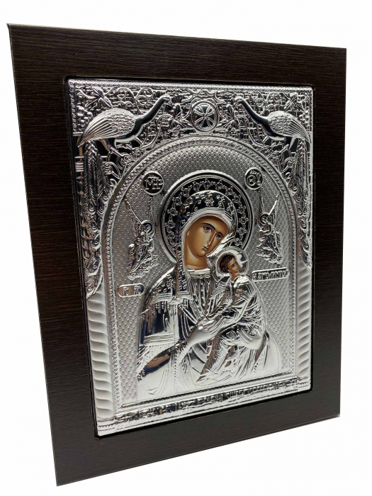 Cadou Paste Icoana Maica Domnului si Pruncul Argint [2]