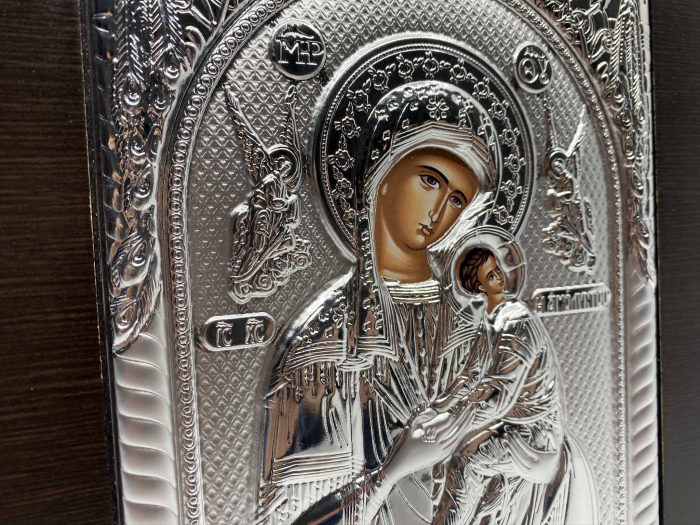 Cadou Paste Icoana Maica Domnului si Pruncul Argint [4]