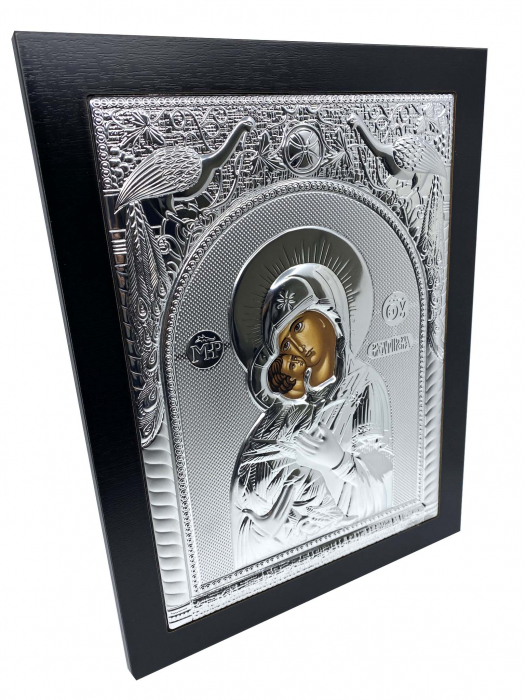 Icoana Maica Domnului si Pruncul Iisus placata cu Argint  - 40 x 30 cm [2]