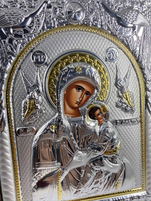 Icoana Maica Domnului si Pruncul Iisus placata cu Argint si Aur [4]