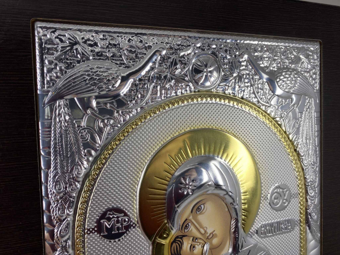 Icoana Maica Domnului si Pruncul Iisus placata cu Argint si Aur - 31 cm [3]