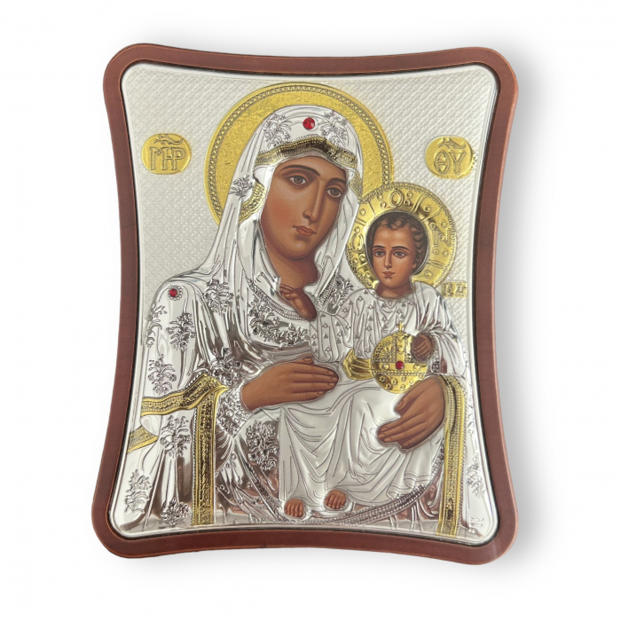 Icoană Maica Domnului si Pruncul, Placata cu Argint si Aur - METEORA ICONS [2]