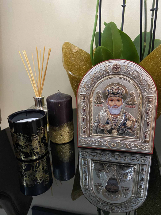 Icoana Sf. Nicolae placata cu aur si argint by Chinelli - Made in Italy 16 x 20 cm [3]