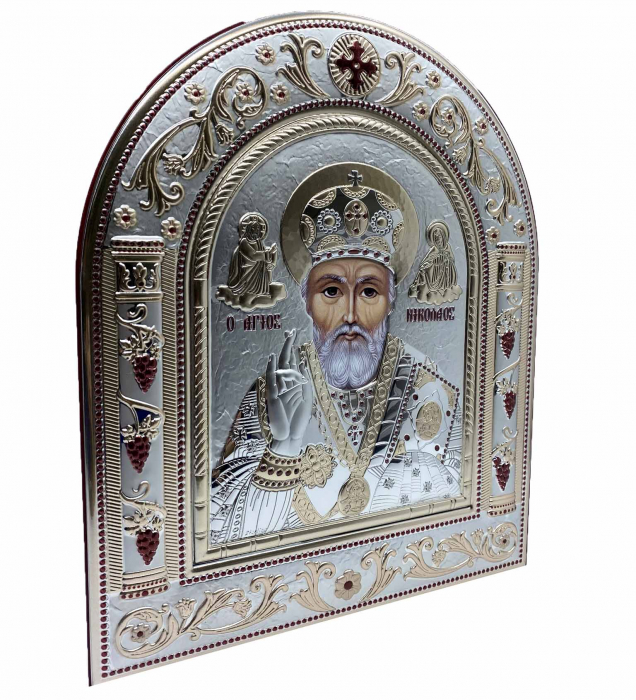 Icoana Sf. Nicolae placata cu aur si argint by Chinelli - Made in Italy 21 x 26 cm [2]