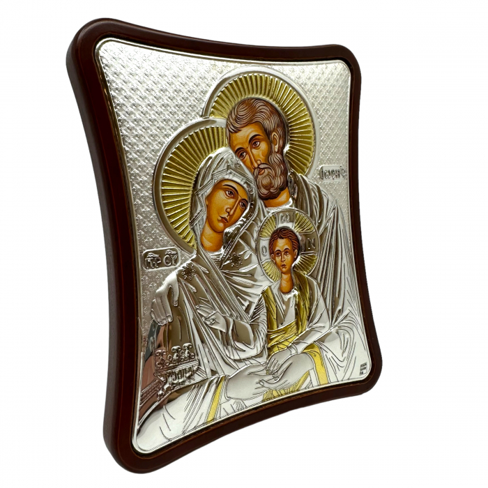Icoana Sfanta Familie placata cu argint 12,5 x 15,5 cm - Made in Greece [3]