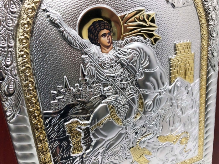 Icoana Sfantul Gheorghe placata cu Argint si Aur Galben [5]