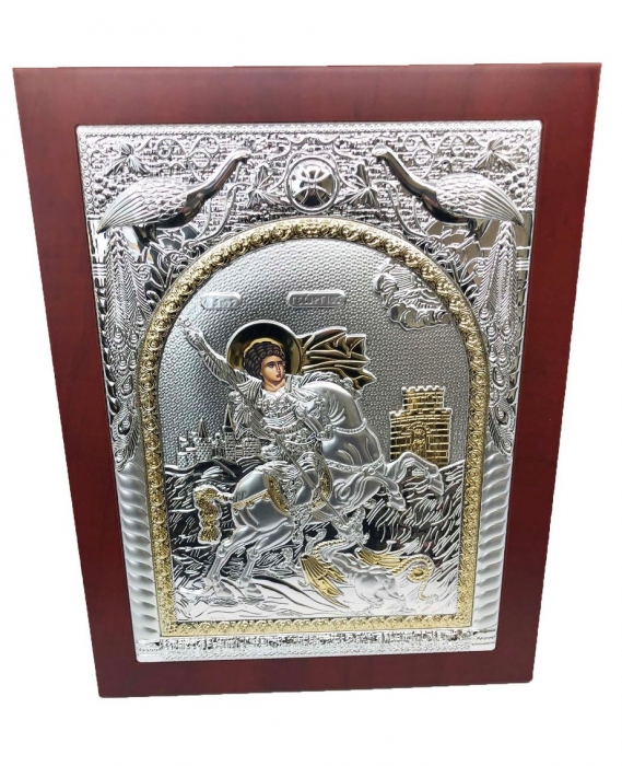 Icoana Sfantul Gheorghe placata cu Argint si Aur Galben [2]