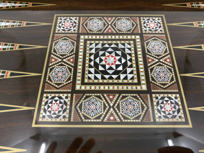 Joc de SAH si TABLE model sidef, piese sah din metal AURII/ARGINTII sculptate manual, calitate premium [10]