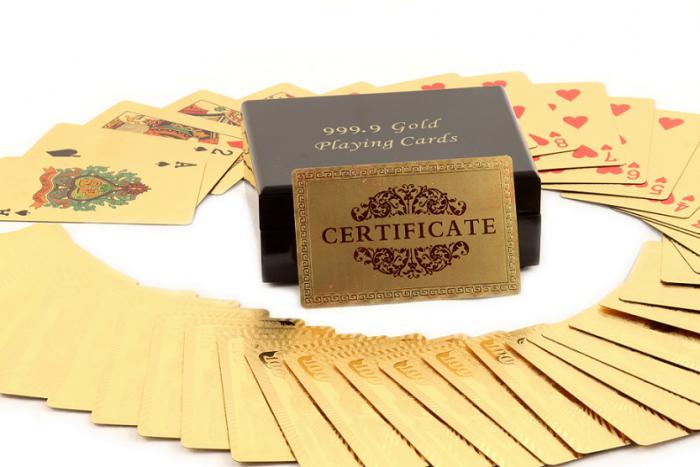 Cadou Gold Magic Playing Cards in cutie de lux din lemn - Carti de Joc Aurite [4]