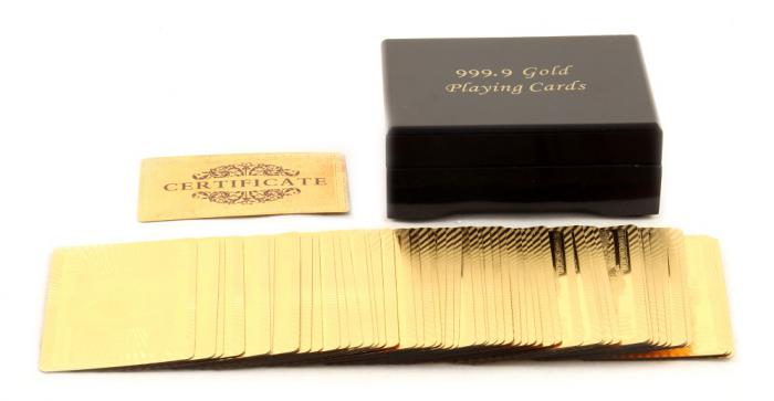 Cadou Gold Magic Playing Cards in cutie de lux din lemn - Carti de Joc Aurite [5]