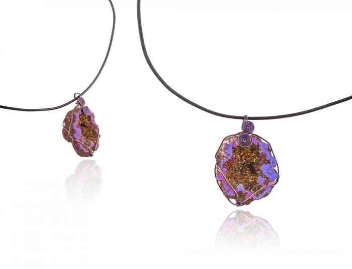 Colier Borealy Purple Fantasy - Geoda cu Pirita [3]