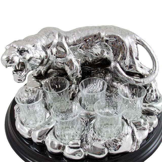 Indian Tiger Vodka Set Silver Plated by Chinelli - made in Italy [6]