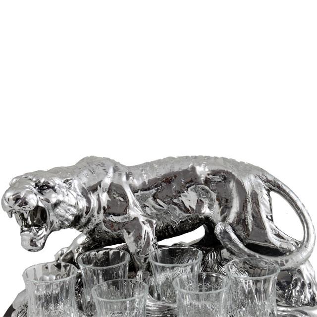 Indian Tiger Vodka Set Silver Plated by Chinelli - made in Italy [6]