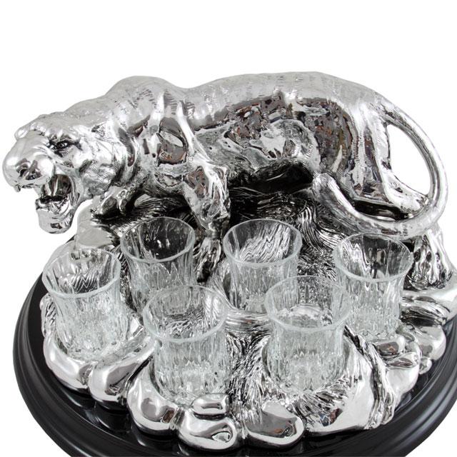 Indian Tiger Vodka Set Silver Plated by Chinelli - made in Italy [7]