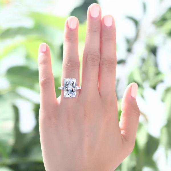 Inel Borealy Argint 925 Simulated Diamond 8.5 Carat Emerald Cut Luxe Marimea 6 [2]