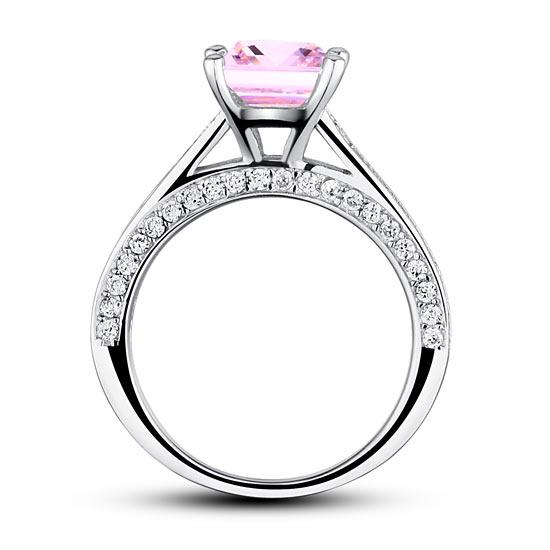 Inel Borealy Argint 925 Simulated Diamond 1.5 Carat Princess Cut Fancy Pink Mărimea 6 [3]