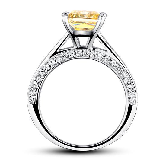 Inel 1.5 Carat Princess Cut Yellow Canary Simulated Diamond 925 Sterling Silver - Mărimea 6,5 [5]