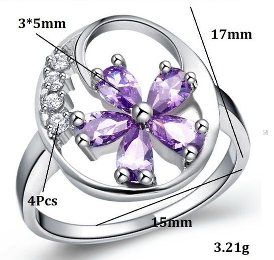 Inel Borealy Argint 925 Flower Purple Mărime 7 [4]