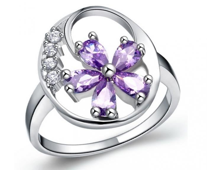 Inel Borealy Argint 925 Flower Purple - Mărime 6 [1]