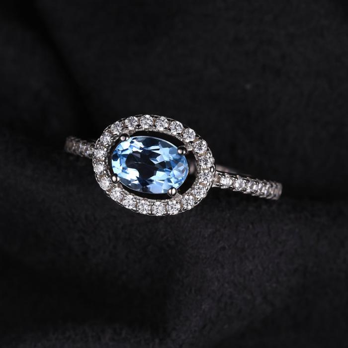 Inel Blue Ciel Natural Blue Topaz marimea 6 [2]