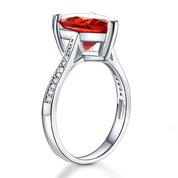 Inel Borealy Argint 925 Ruby 3.5 Carat Heart Red Bridal Engagement Marimea 7 [5]