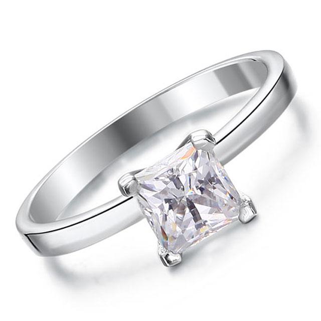 Inel Borealy Argint 925 Simulated Diamond Logodna Princess Marimea 8 [5]