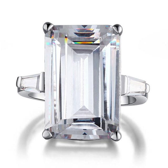 Inel Borealy Argint 925 Simulated Diamond 8.5 Carat Emerald Cut Luxe Marimea 6 [4]