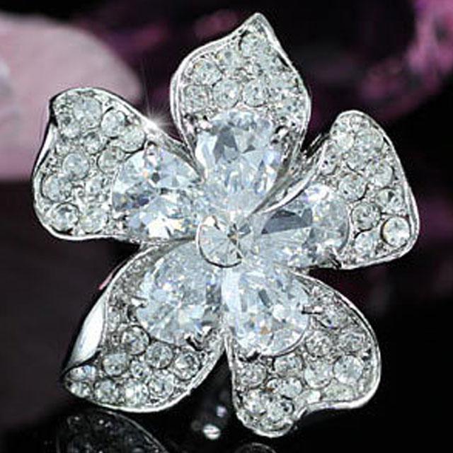 Inel Borealy Crystal Pear Cut 12 carate Queen Flower [6]
