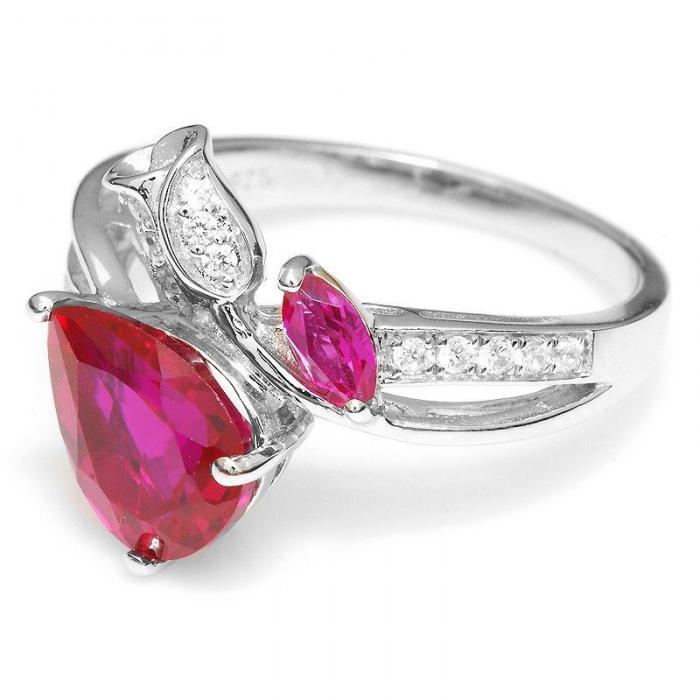 Inel Borealy Argint 925 Red Ruby 3,5 ct Rose Pigeon Blood Marimea 7 [3]