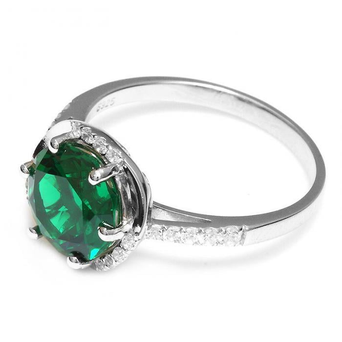 Inel Round Luxury Smarald 3 carate Argint Borealy Marimea 6,5 [4]