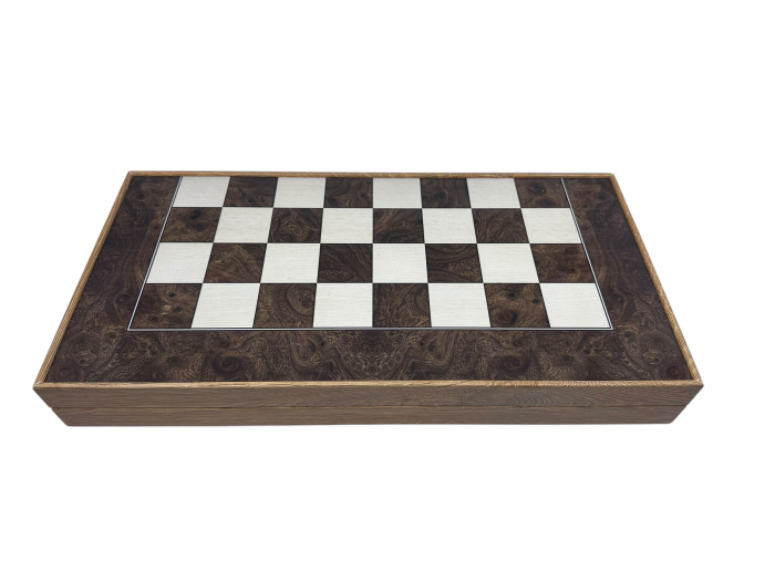 Joc de Șah și Table – Set Deluxe cu Piese din Metal Auriu/Argintiu Sculptate Manual [6]