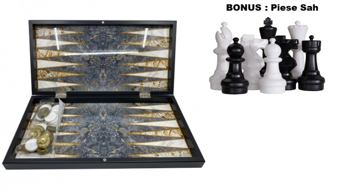 Joc Table si Sah - model Marmura, calitate premium + Piese de Sah + Carti de joc aurite. TOP 10 Cadouri Barbati [8]