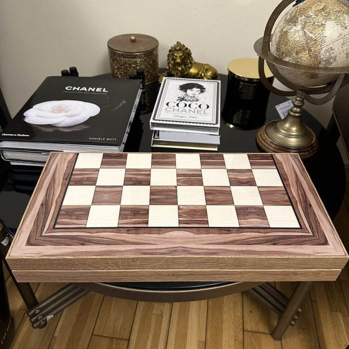 Joc Table si Sah - model Natural Wood, calitate premium + Piese de Sah + Carti de joc aurite [4]