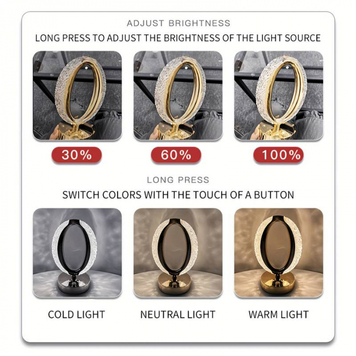 Lampa Cristal Touch Botania Gold [3]