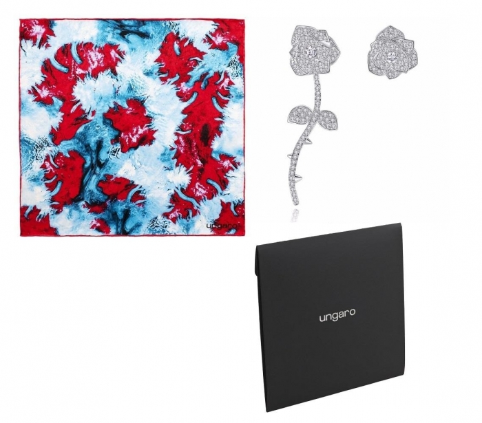 Luxury Fashion Gift Set Esarfa Ungaro si Cercei Borealy Wild Rose [1]