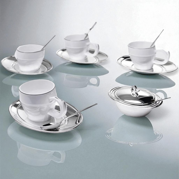 Luxury Silver Coffee Set For Four by Chinelli - Made in Italy [3]