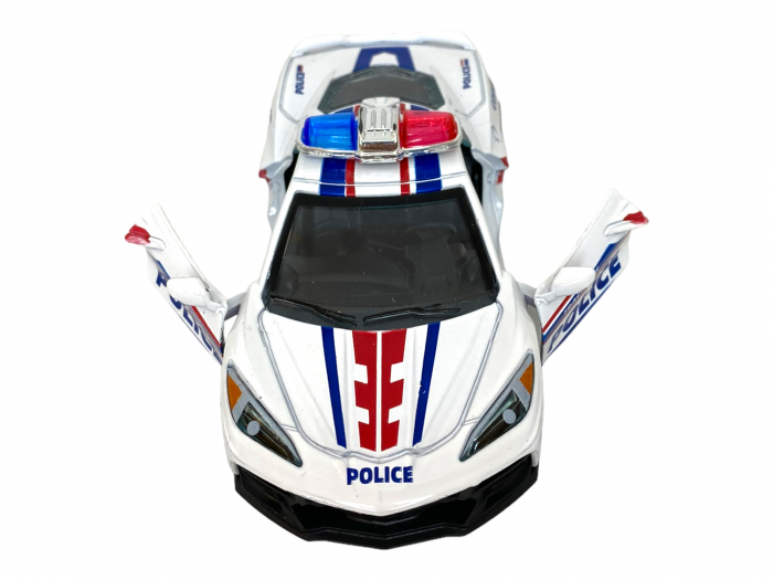 Masinuta de Politie pentru copii, metalica - Alba - cu usi ce se deschid [3]