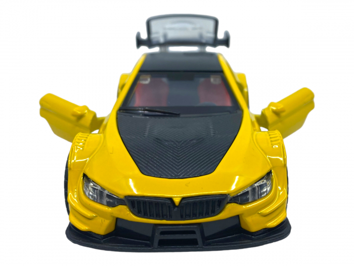 Masinuta copii metalica - Galben cu Negru - cu usi ce se deschid [4]