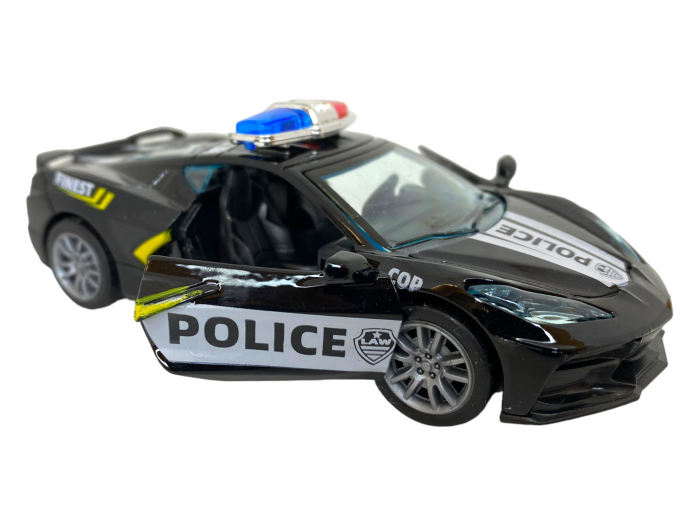Masinuta de Politie pentru copii, metalica - Neagra  - cu usi ce se deschid [3]