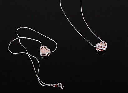 Diamond Heart White & Pink Set Medalion s Cercei y Borealy [5]