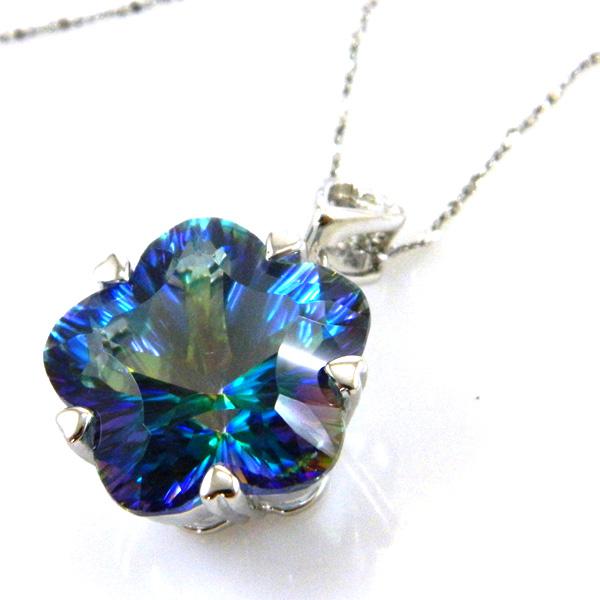 Colier Flower Mystic Topaz Natural Argint & Lantisor Argint Italy [6]