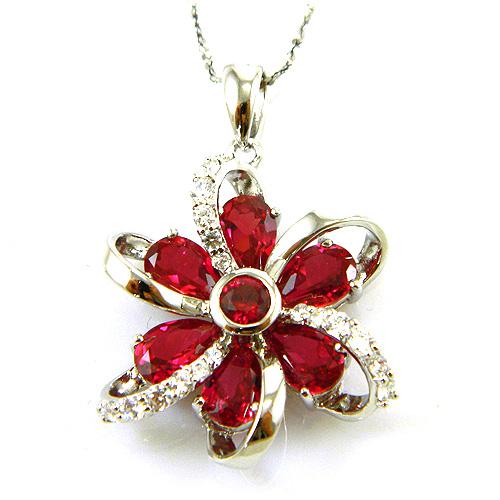 Cercei şi medalion Flower Rubin by Borealy Argint 925 [3]