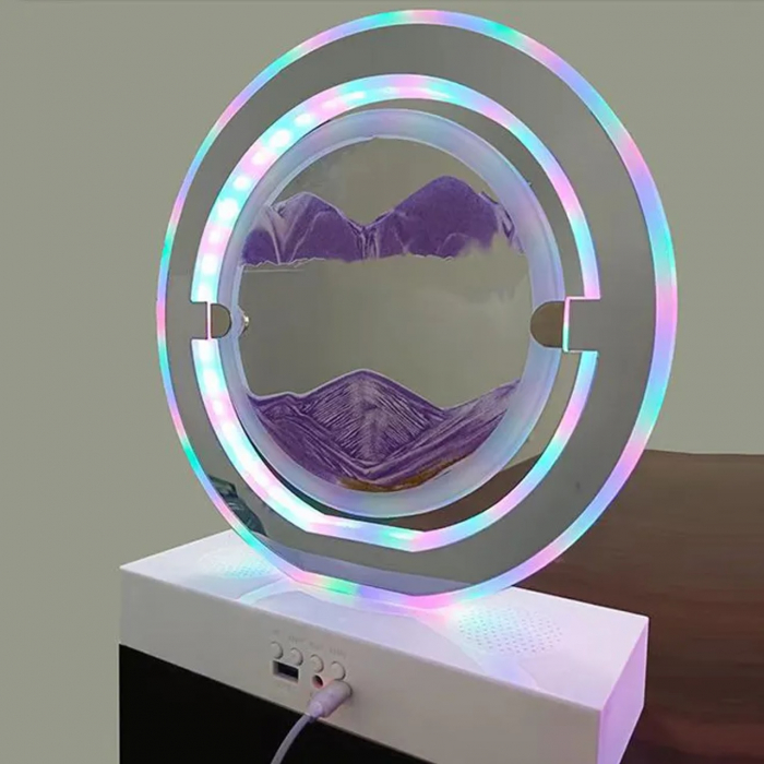 Lampă 3D Blue Moving Sand Art cu difuzor Bluetooth clepsidra, nisipuri miscatoare [4]