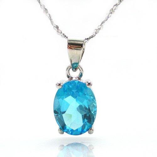 Ocean Blue Topaz Cercei si Colier - Pietre Pretioase Naturale Argint 925 [6]