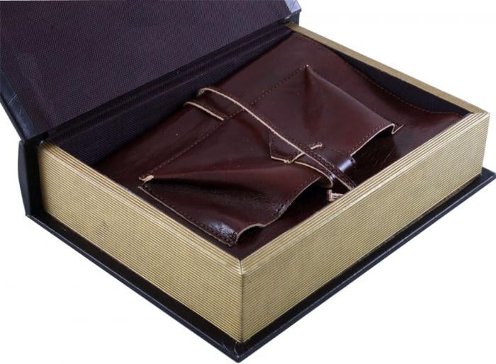 Office storage box & Brown Leather Notebook [1]