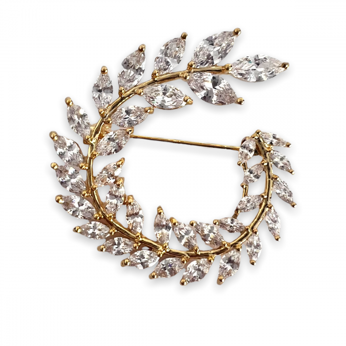 Olive Branch Leaf Diamonds Brosa [2]