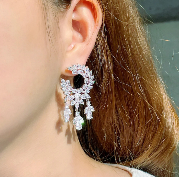 Cercei Zirconia Diamonds Leaf Olive Drops [2]